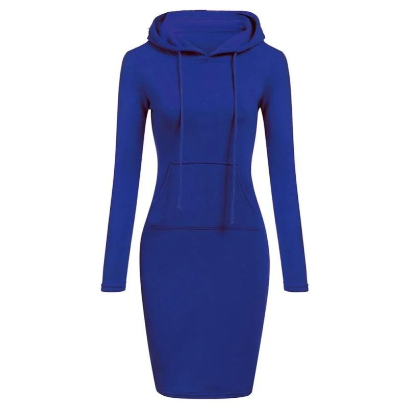 Womens Hooded Dress with Long Sleeves and Cozy Autumn Styling