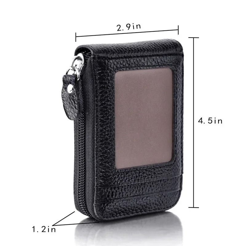 Mens PU Leather Wallet with RFID Blocking and Zipper Pocket