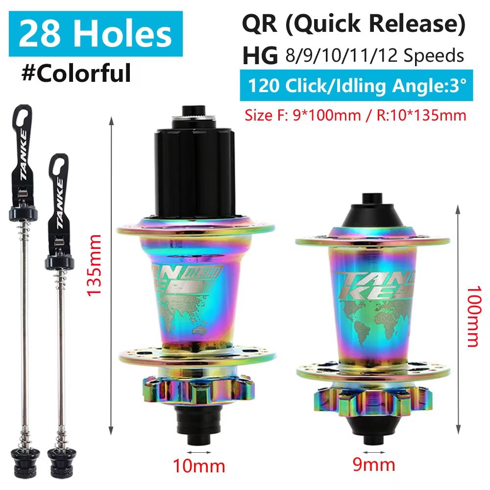 TANKE 120-Click 6-Bearing MTB Hub – 28/32/36H Disc Brake Front & Rear (8-12 Speed)