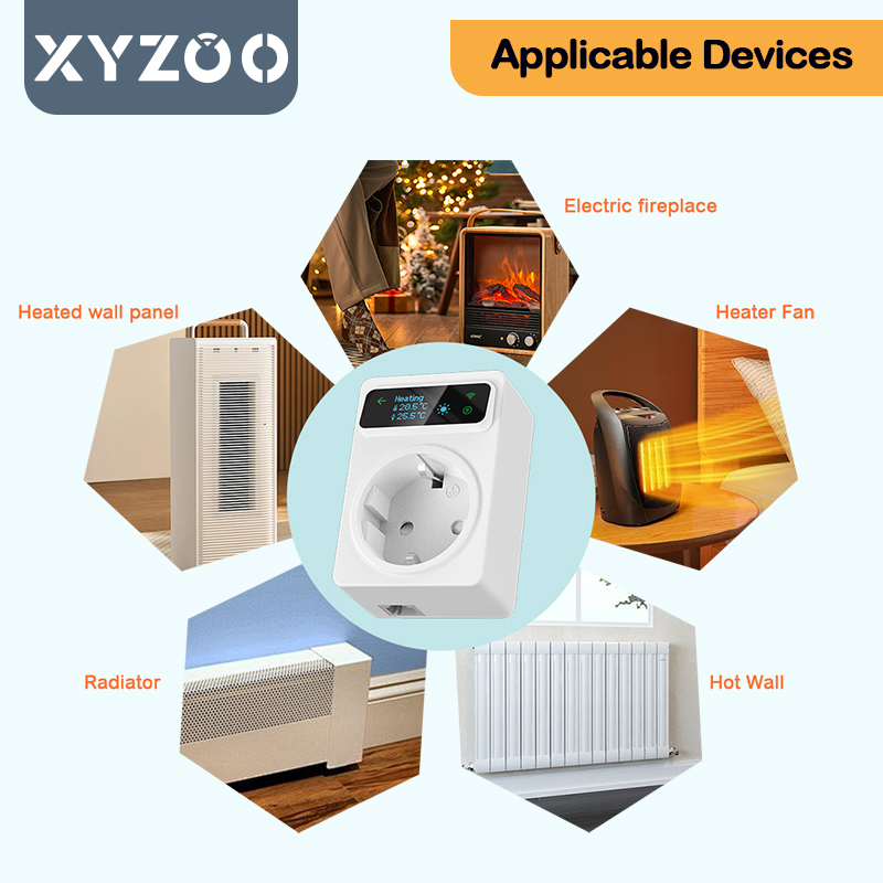 Smart Thermostat Socket with WiFi Temperature Control & Voice Assistant Support