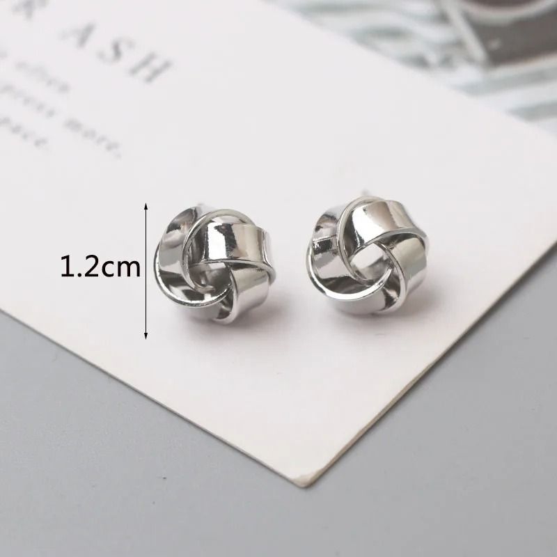 Tiny Metal Twist Round Stud Earrings