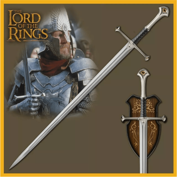 Anduril Sword of Aragorn – Hand-Forged LOTR Replica with Leather Sheath & Wall Plaque