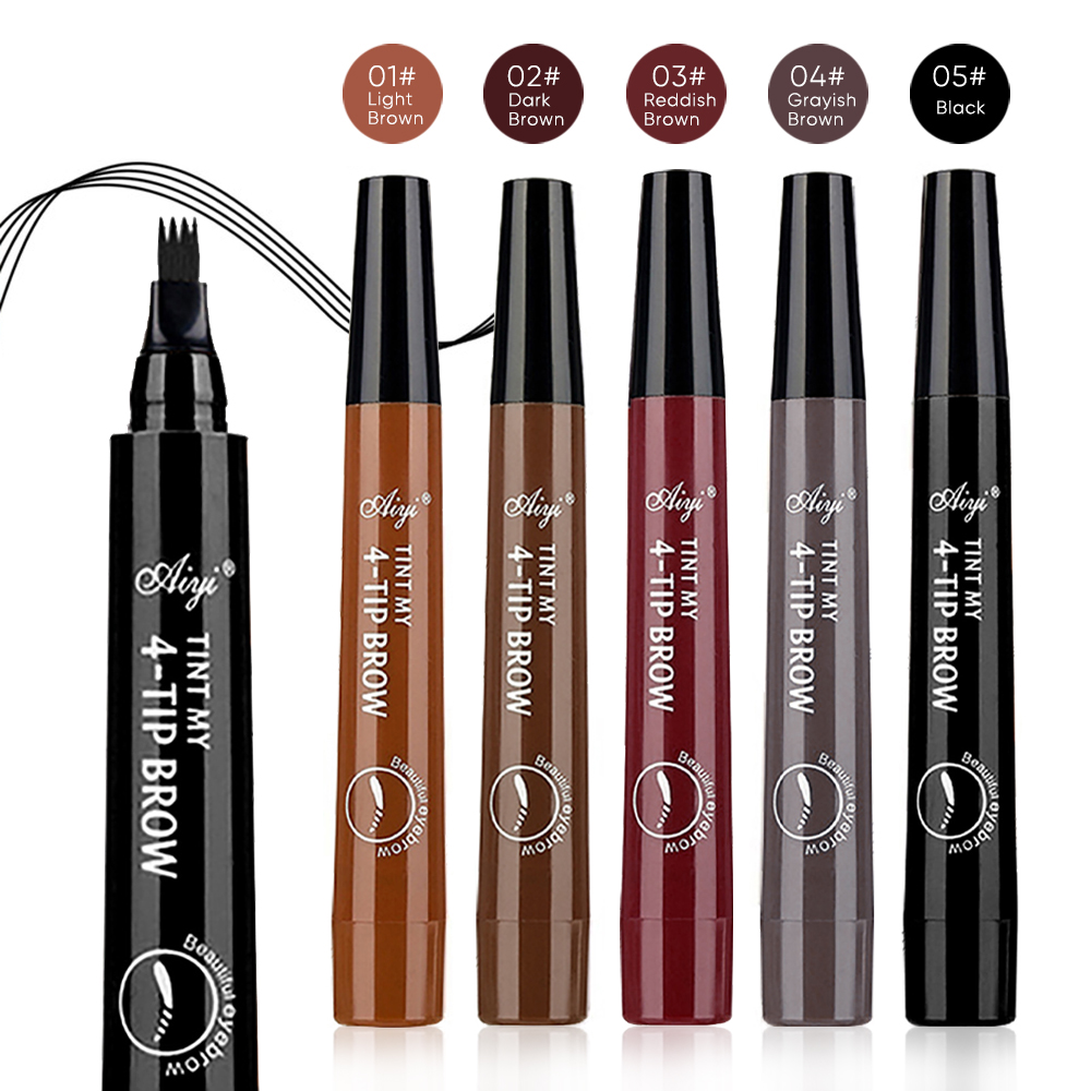Water-resistant four-end eyebrow pencil, non-smudged, long-lasting
