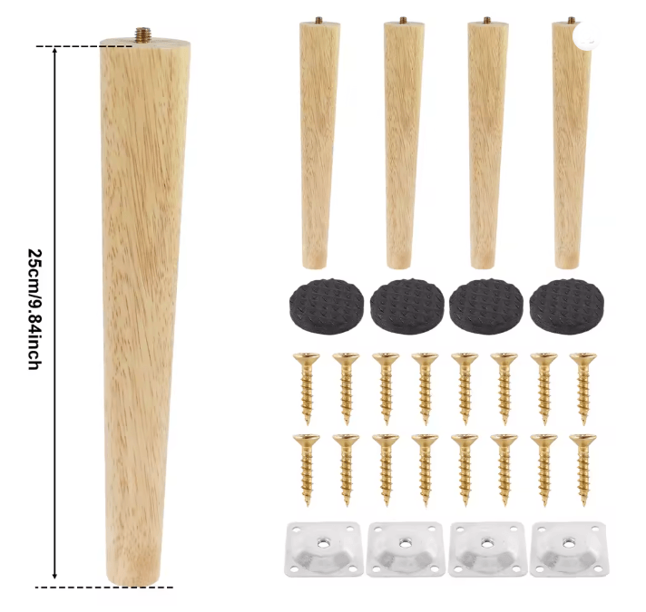 Solid Wood Furniture Legs Replacement Feet Set of 4