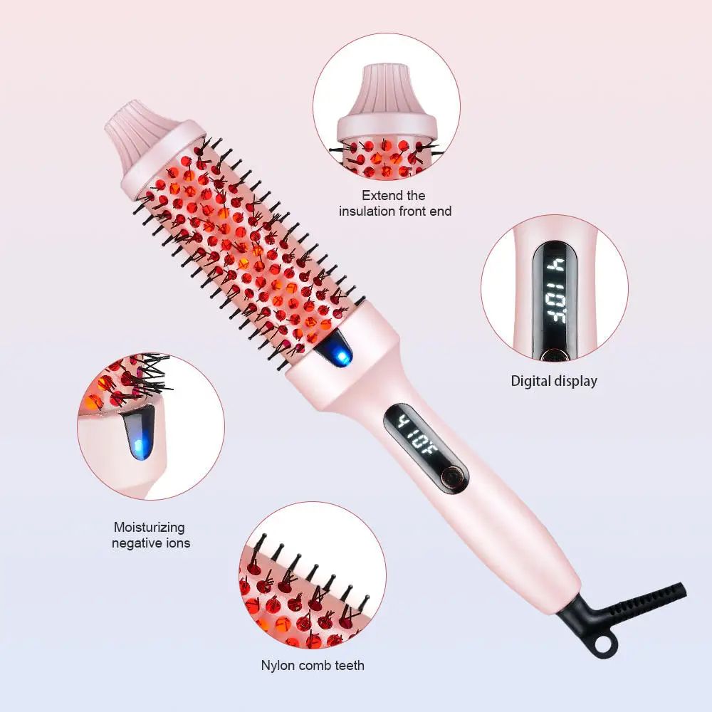 Ionic Infrared Heated Round Brush – 3-in-1 Hair Straightener & Curling Hot Brush