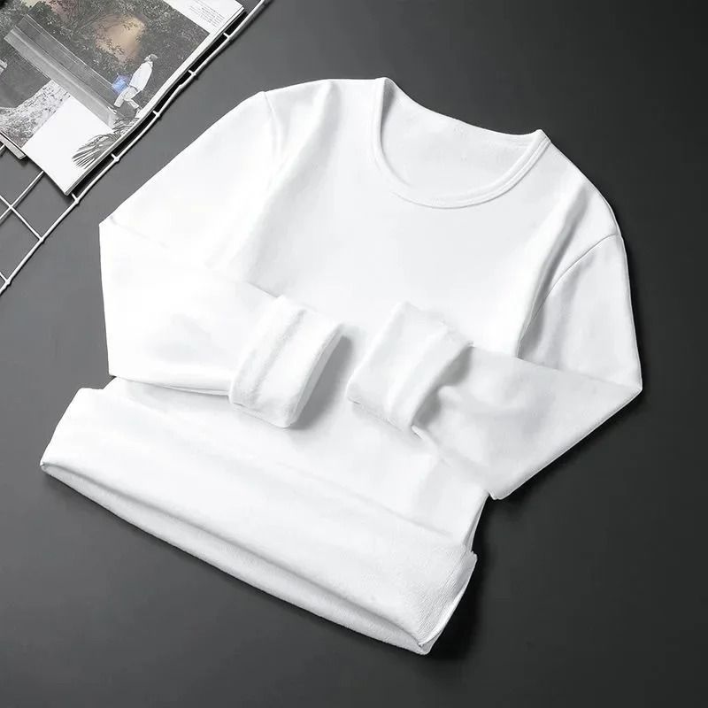 Mens Fleece Lined Long Sleeve Crew Neck Base Shirt – Thickened Casual Long Sleeve Top