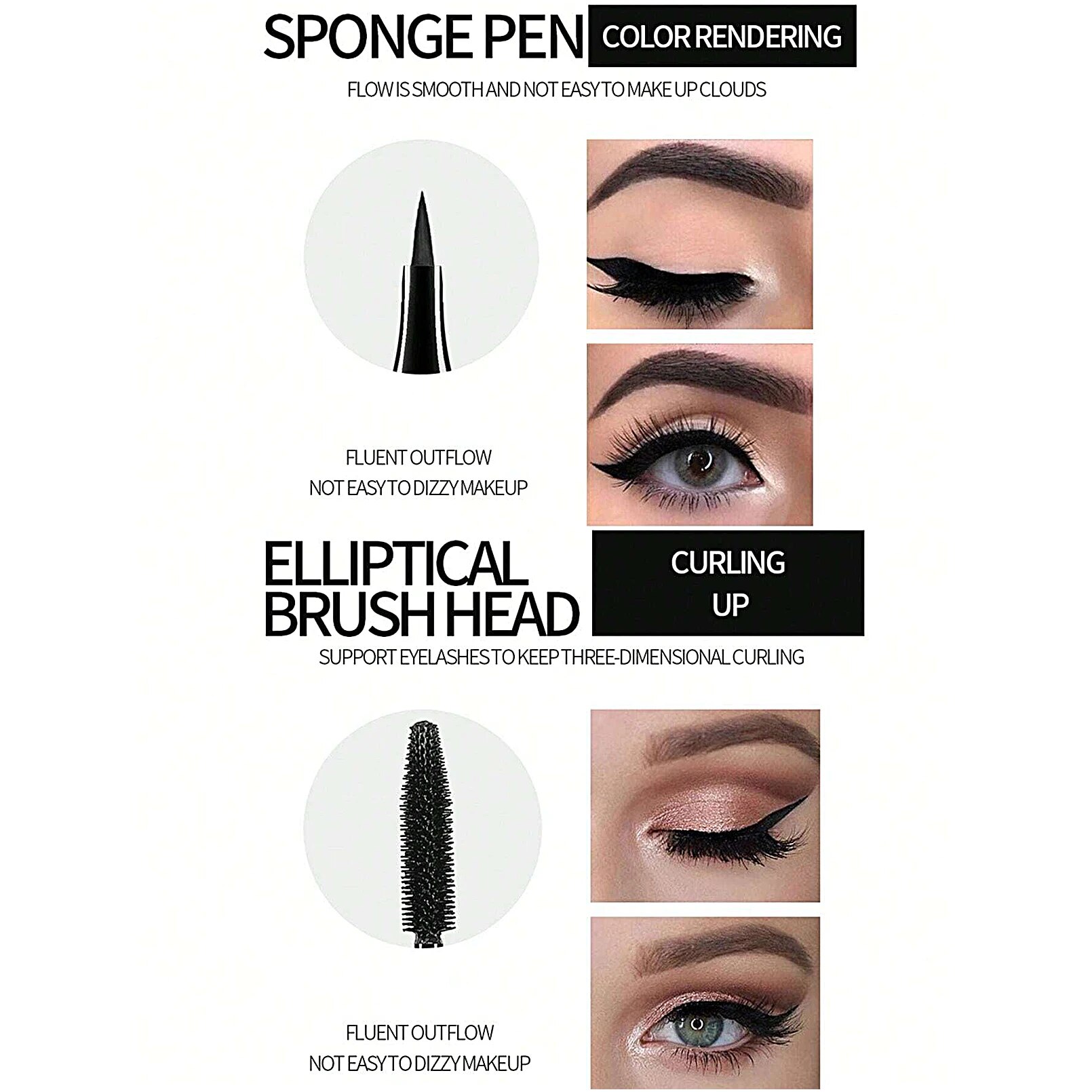 Waterproof Liquid Eyeliner Pencil 4D Mascara Set Cosmetics Curling Thick Eyebrow Pencil Eye Liner Makeup