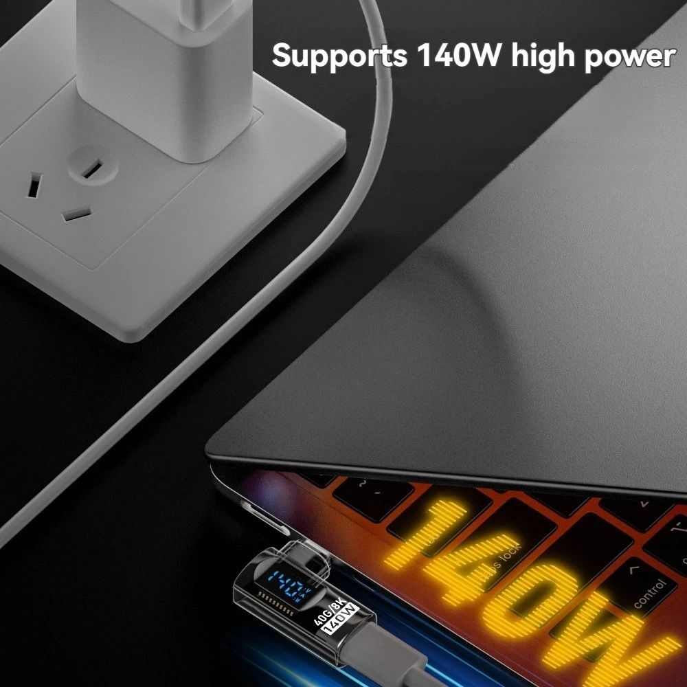 90 Degree USB C Adapter Right Angle Type C Adapter 40Gbps 140W USB4 8K Video