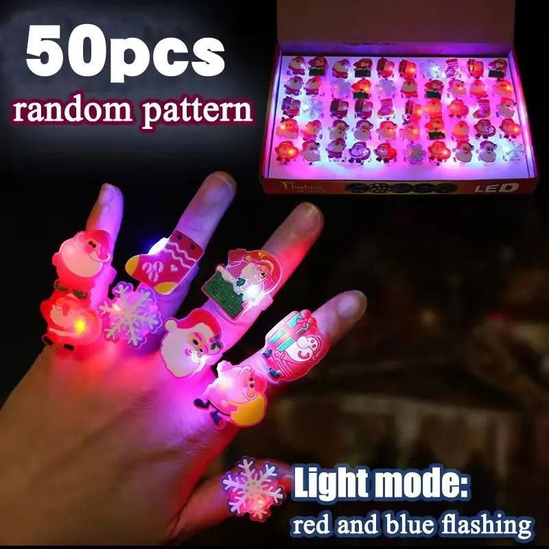 Christmas LED Flashing Rings – Festive Party Light-Up Toy Set