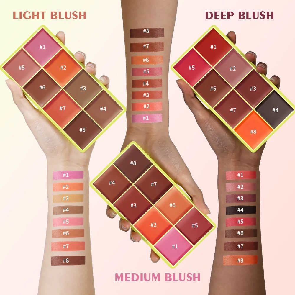 Curve Case Cream Blush Highlighter Palette Multi Use Eyebrow Cream Palette Matte & Shimmer Face Kit