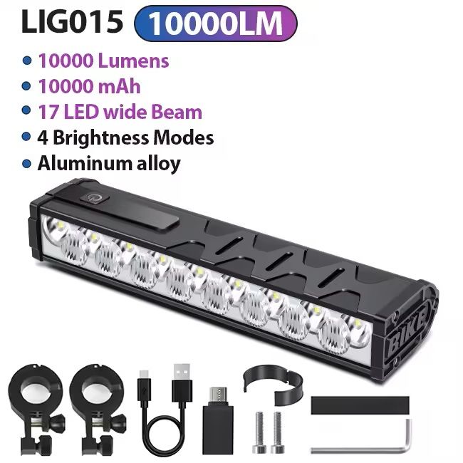 Bicycle Headlight 10000 Lumen Waterproof USB Rechargeable