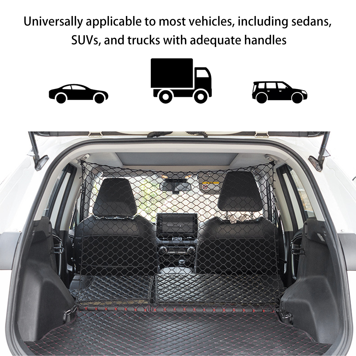 Durable Pet Car Barrier Net, Elastic Dog Safety Fence, Fold able Car Dog Barrier with Hooks, Universal Auto Dog