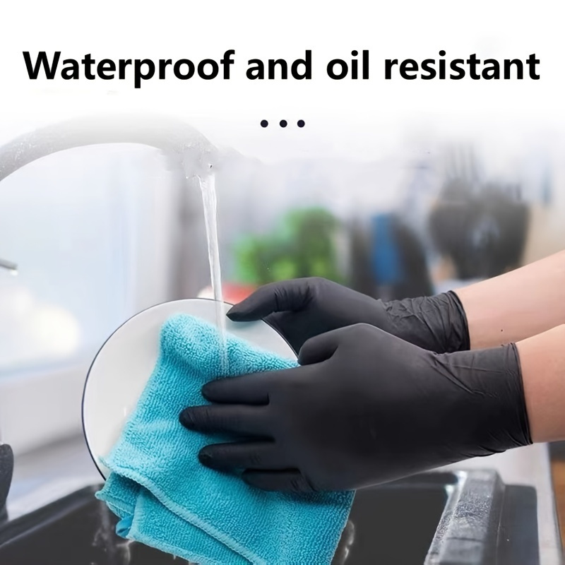 Thickened Black Nitrile Gloves Disposable, Waterproof, Tattoo Dishwashing Gloves