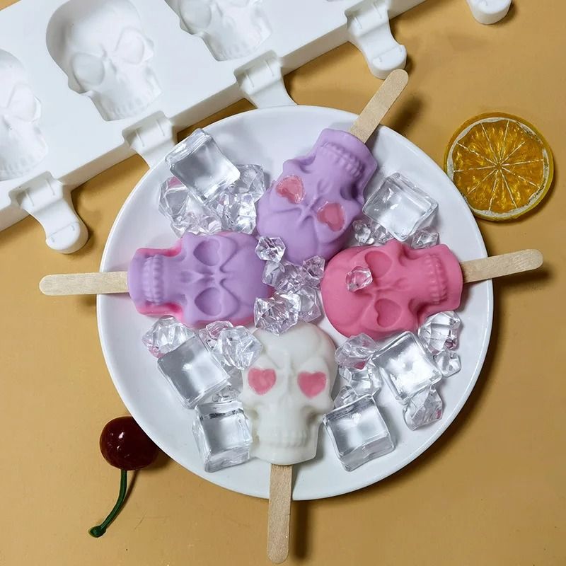6-Cavity Skull Silicone Popsicle & Ice Mold