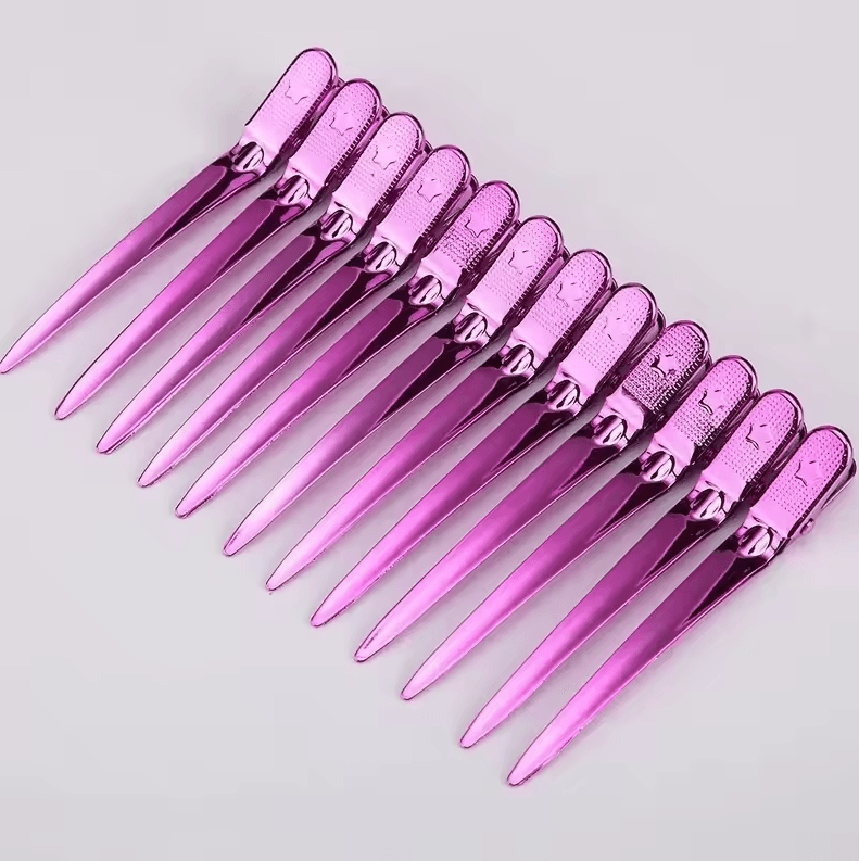 12-Piece Stainless Steel Hair Sectioning Clips | Professional Hairdressing & Barber Hair Styling Clamps