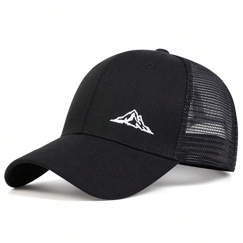 Mountain Range Embroidery Baseball Net Caps for Men and Women, Adjustable Trucker Hat, Outdoor Spring Summer Sunscreen