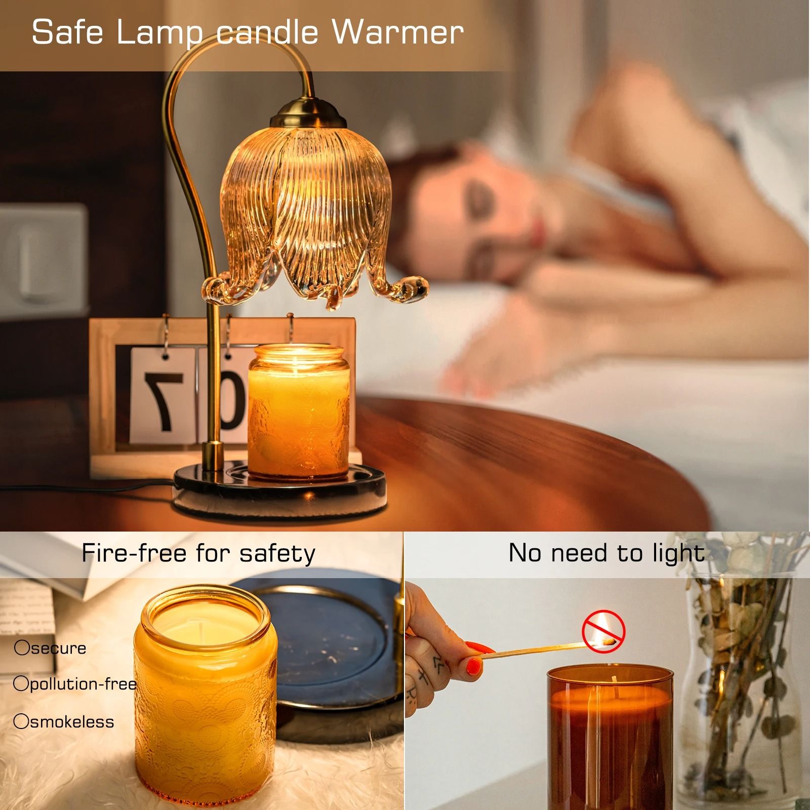 French Retro Tulip Flower Fragrance Table Lamp Bedside Candle Warmer Atmosphere Light