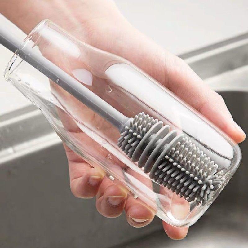 Silicone Bottle and Cup Cleaning Brush Long Handle Glass Scrubber for Kitchen, Milk Bottles, and Drinkware
