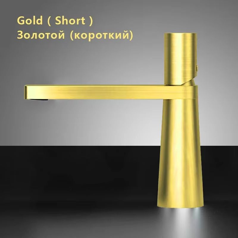 Brushed Gold Bathroom Sink Faucet – Modern Brass Basin Mixer with Single Handle