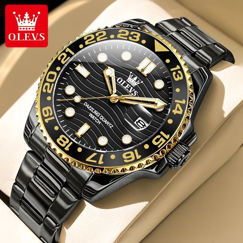 OLEVS 3610 Luxury Waterproof Stainless Steel Men's Quartz Watch with Luminous Calendar