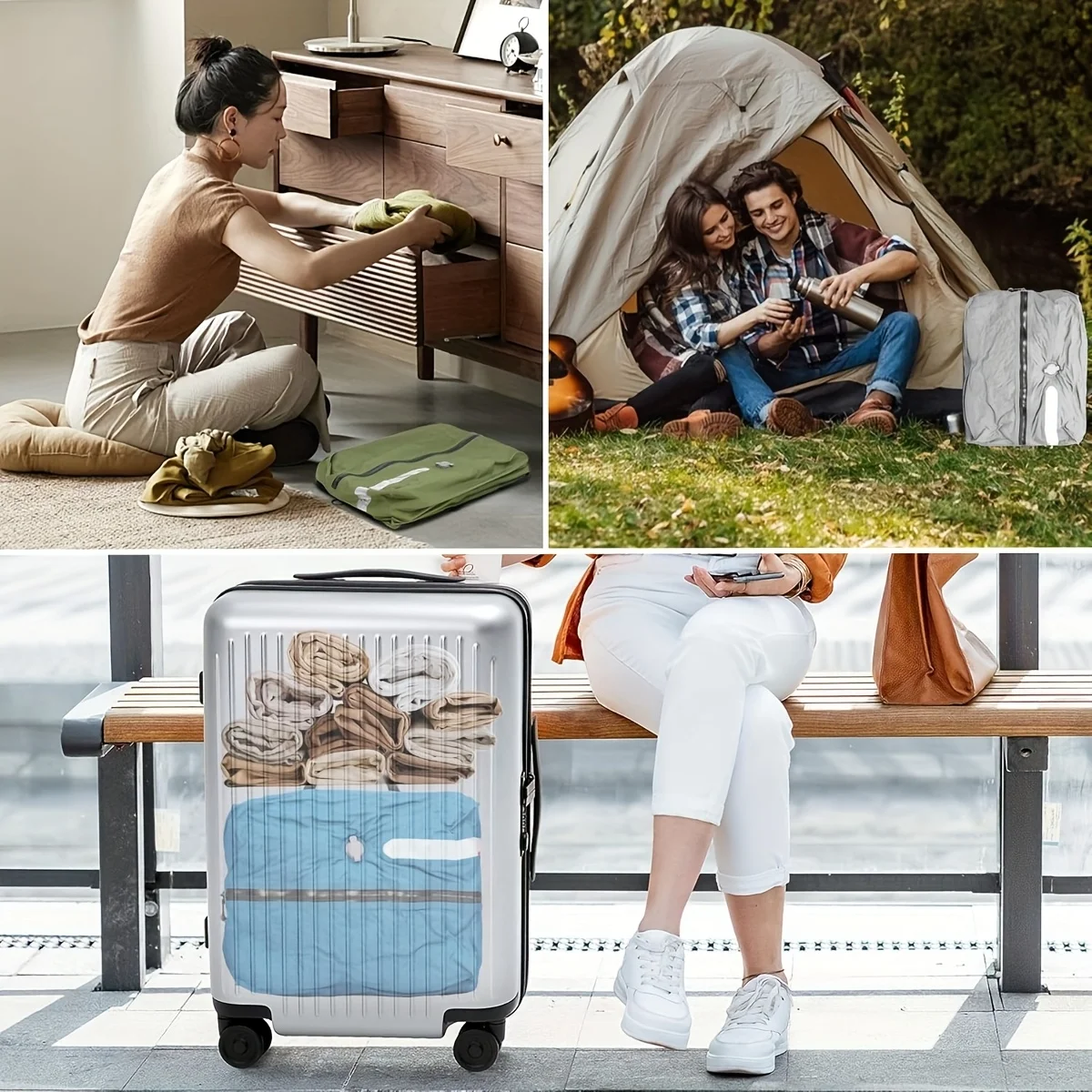 Reusable Compression Bags, Waterproof and Dustproof Travel Bags, Foldable Storage Bags