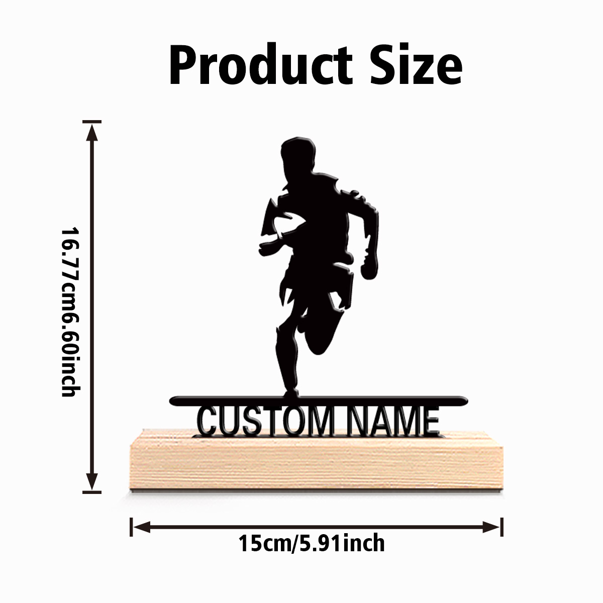 Sports Enthusiast Personalized Custom Run Metal Statues with Wooden Base, Romantic Bedroom Commemorative Gift
