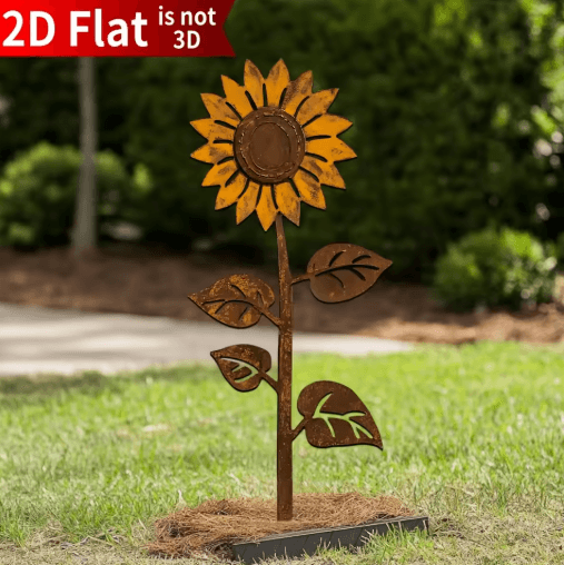 Rustic Metal Sunflower Garden Stake – Vintage Outdoor Yard Art Accent