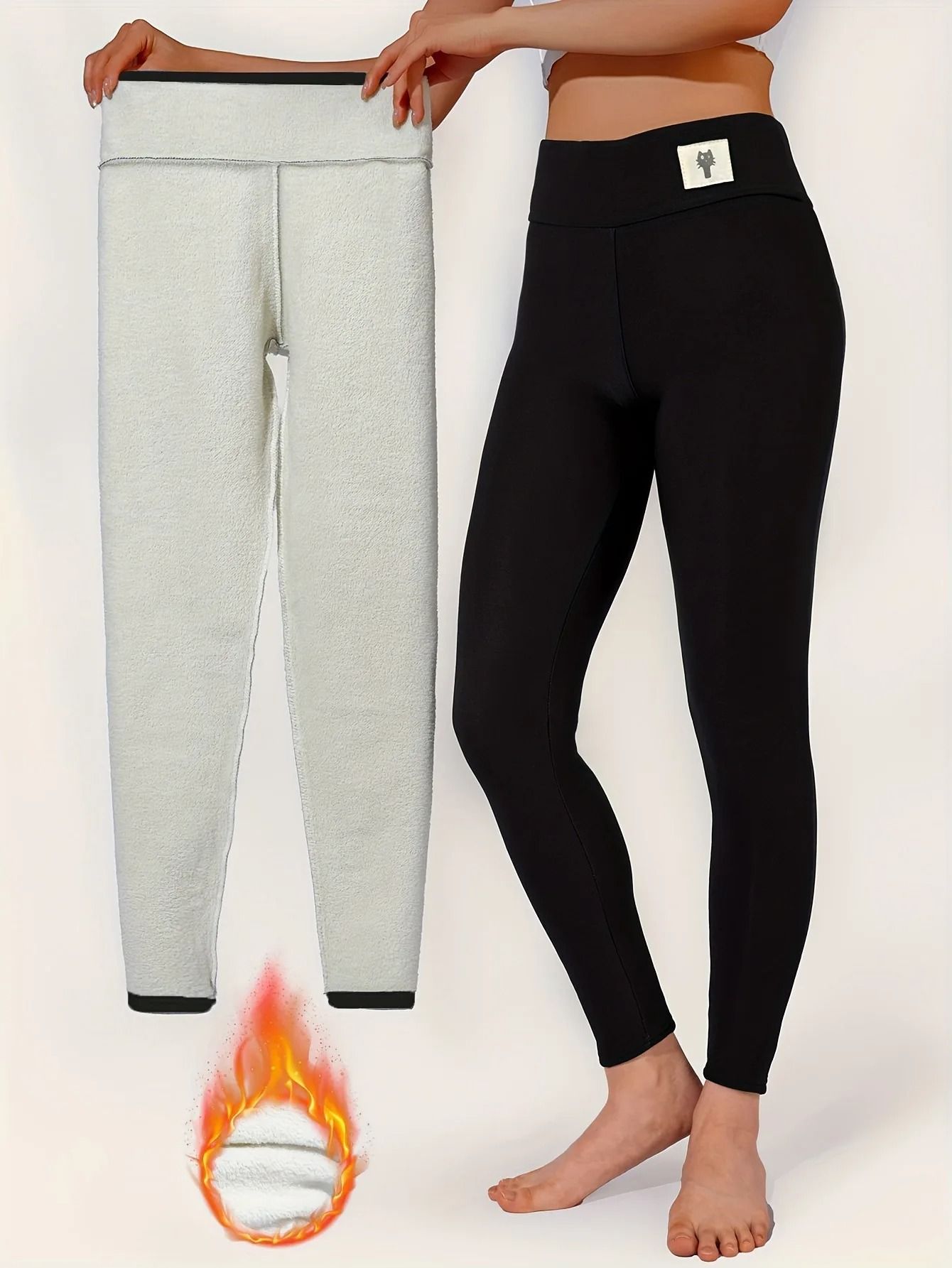 Women Winter High Waist Fleece Lined Warm Leggings Slim Fit Pants