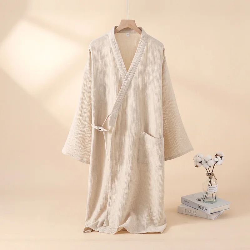 Thin Cotton Yarn Kimono Robes – Professional Couple's Bathrobe & Breathable Tied Cardigan Sleepwear