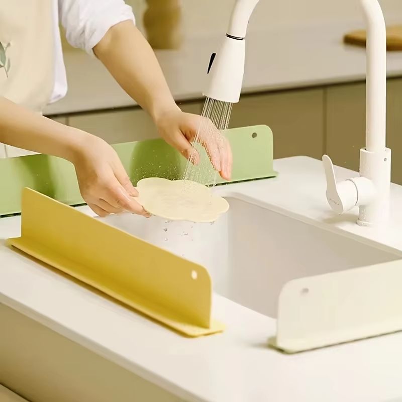 Silicone Sink Splash Guard Waterproof Kitchen Baffle for Cleaner Dishwashing