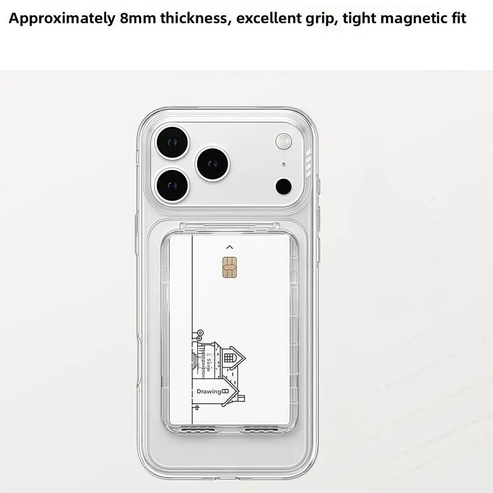Transparent MagSafe Card Sleeve – Magnetic Stand with 2 Card Slots – High-Yield Mobile Interaction Hub
