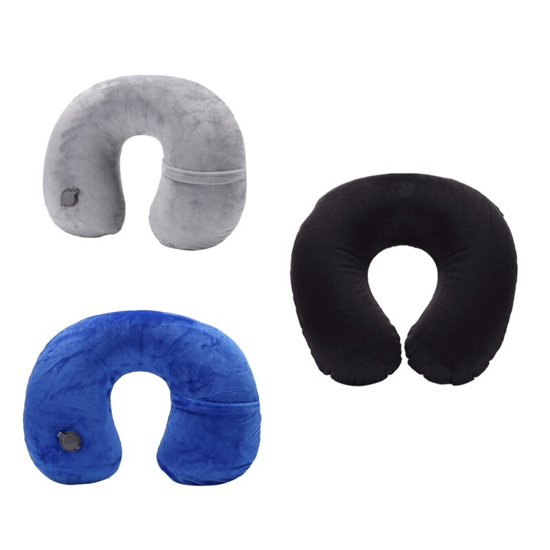 Portable Inflatable Travel Pillow for Neck & Cervical Spine Support Plush Cushion for Office & Sleep Comfort