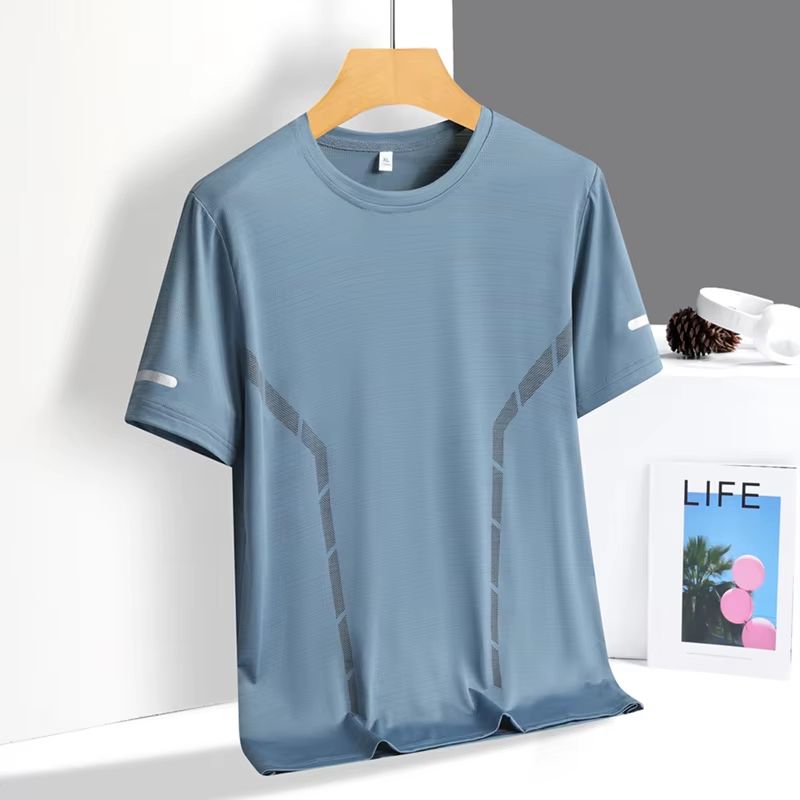 Men's Ice Silk Quick-Dry Reflective Running T-Shirt - Breathable Fitness Top (Up to 5XL)