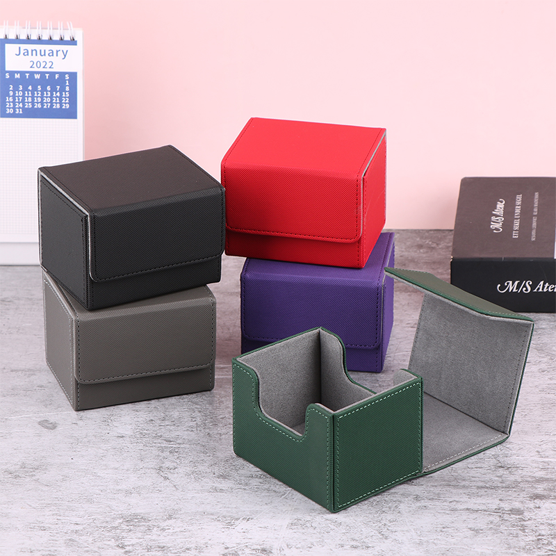 Premium PU Leather Trading Card Storage Box Portable Card Organizer Case