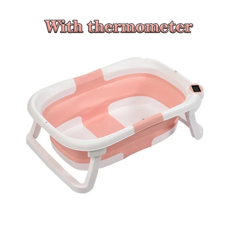 Smart Folding Baby Bath Tub with Real-Time Temperature Display and Non-Slip Mat