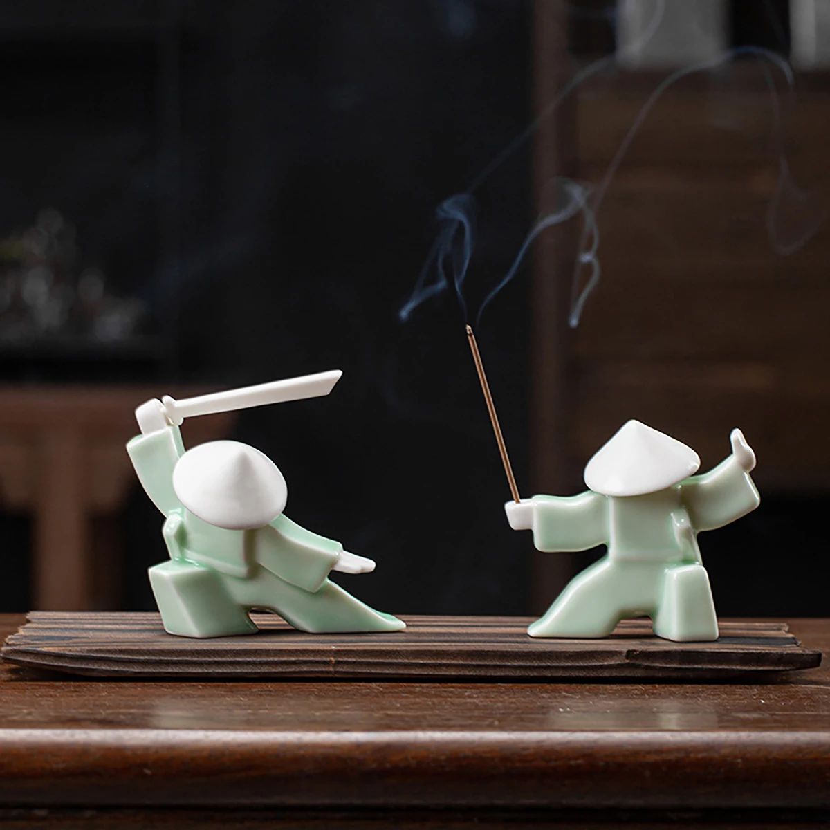 Zen Warrior Ceramic Samurai Figurine – Minimalist Blanc De Chine Decor