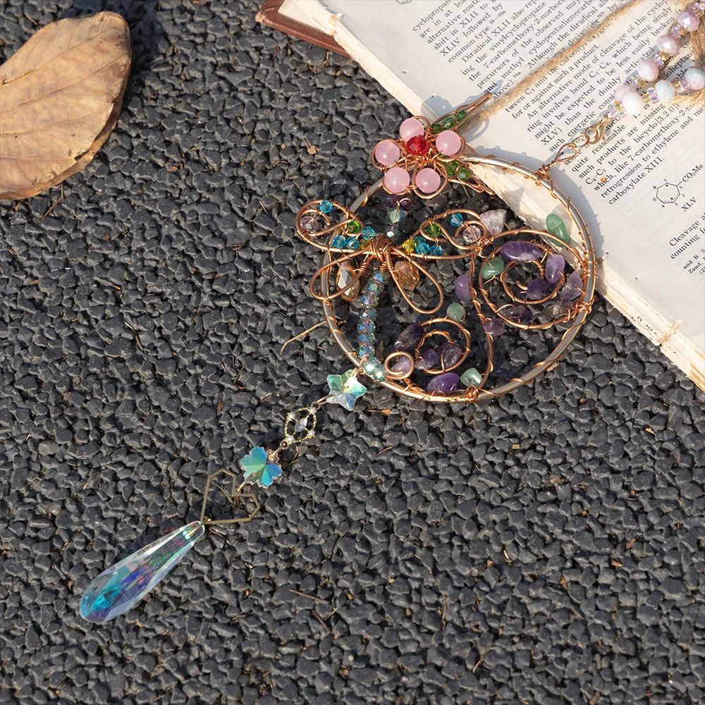 Crystal Sun Moon Suncatcher Prism Wind Chime Hanging Light Decor