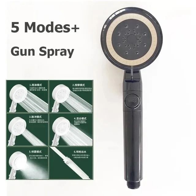 Large Rainfall Shower Head 6 Mode High Pressure Bathroom Faucet
