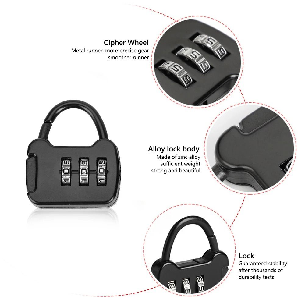 2 Pack Zinc Alloy 3 Digit Combination Padlocks