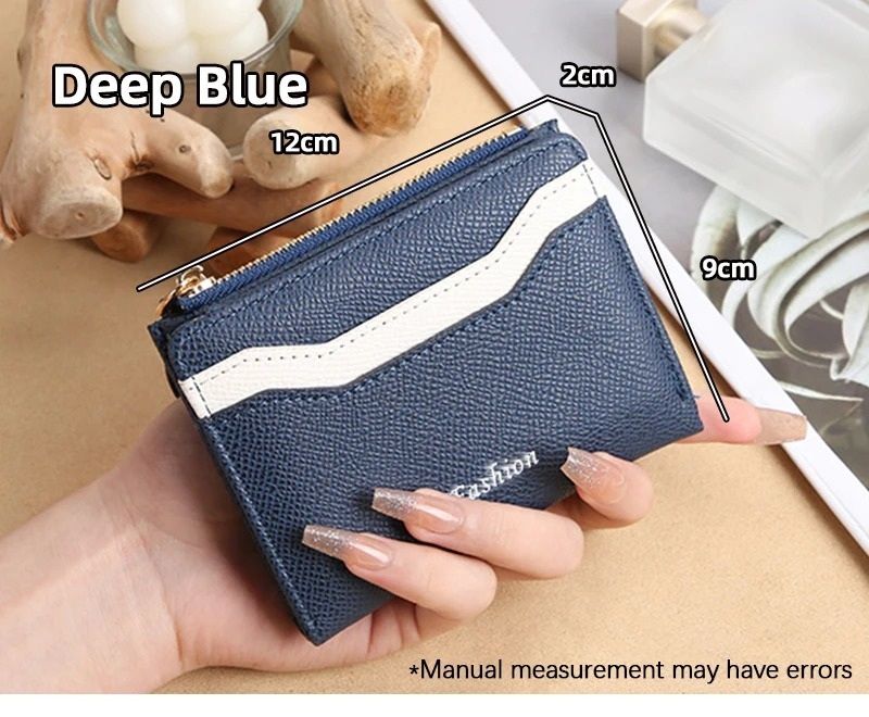 Simple and Elegant Ladies Fashion PU Spliced Small Wallet