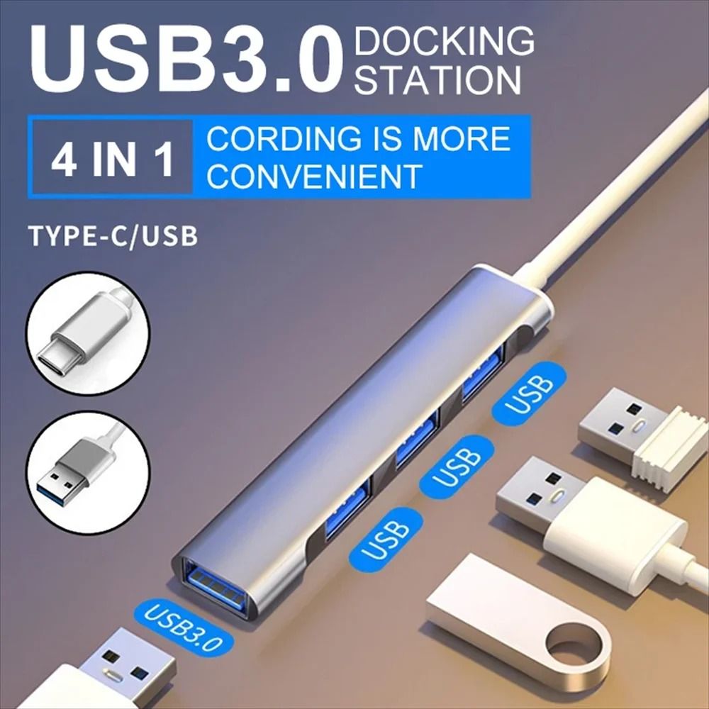 High-Speed 4-in-1 USB 3.0 & Type-C Multi-Port Hub
