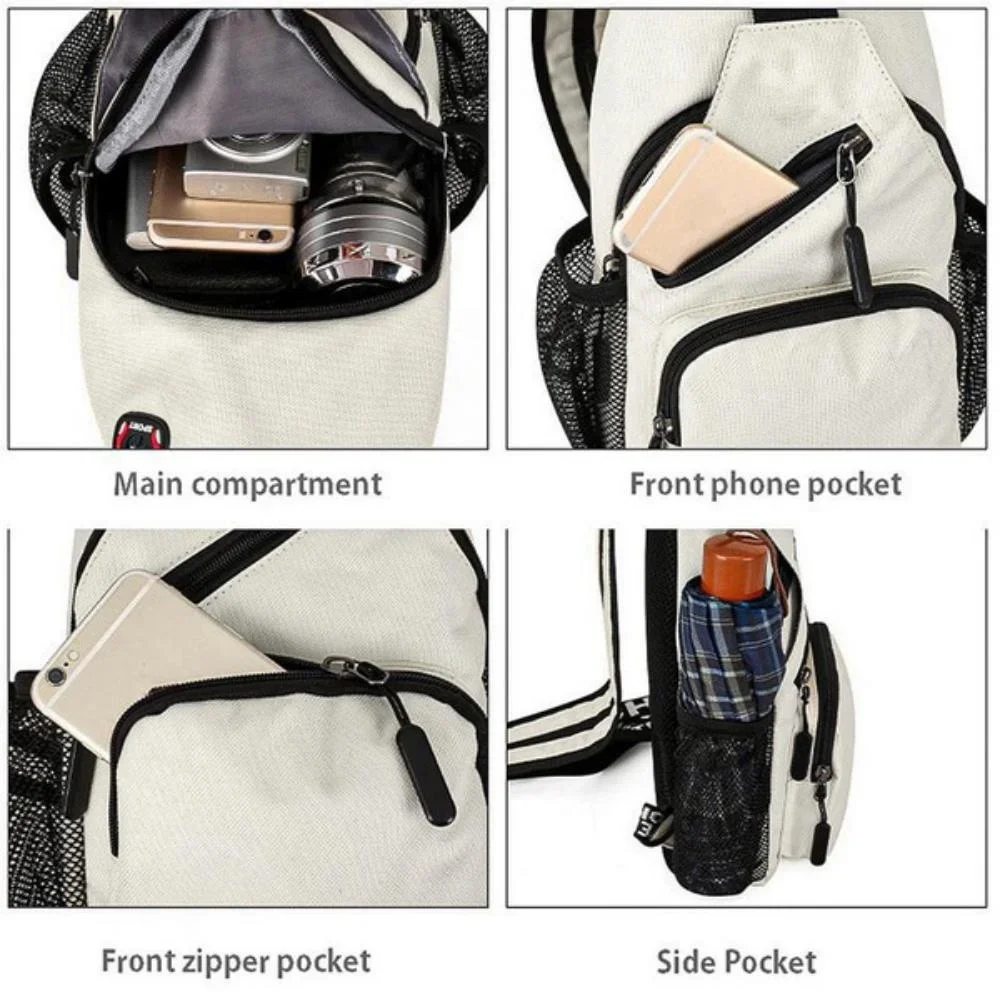 Multi-functional Men's and Women's, KISMIS Messenger Shoulder, Travel Backpack, Chest Bag with Headphone Hole