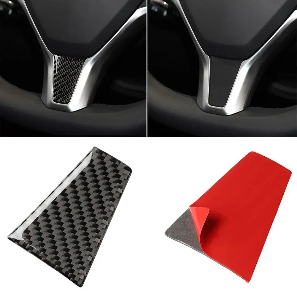 Carbon Fiber Steering Wheel Cover Sticker for Tesla Model S & X – Interior Trim Upgrade
