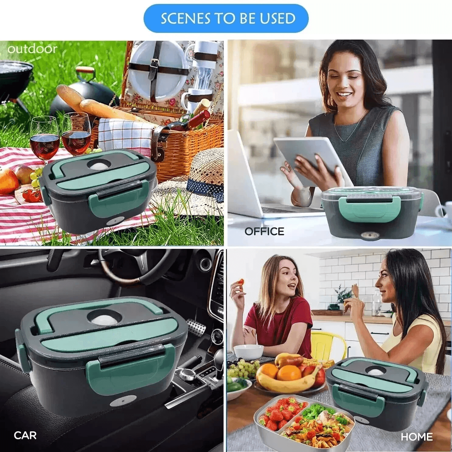Electric Heating Lunch Box for Car & Office – Portable Food Warmer Container