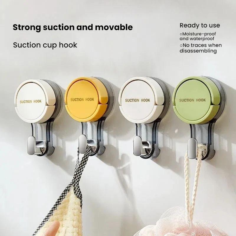 Strong Vacuum Power Hooks - no drill suction hooks with traceless hold for bathroom & kitchen