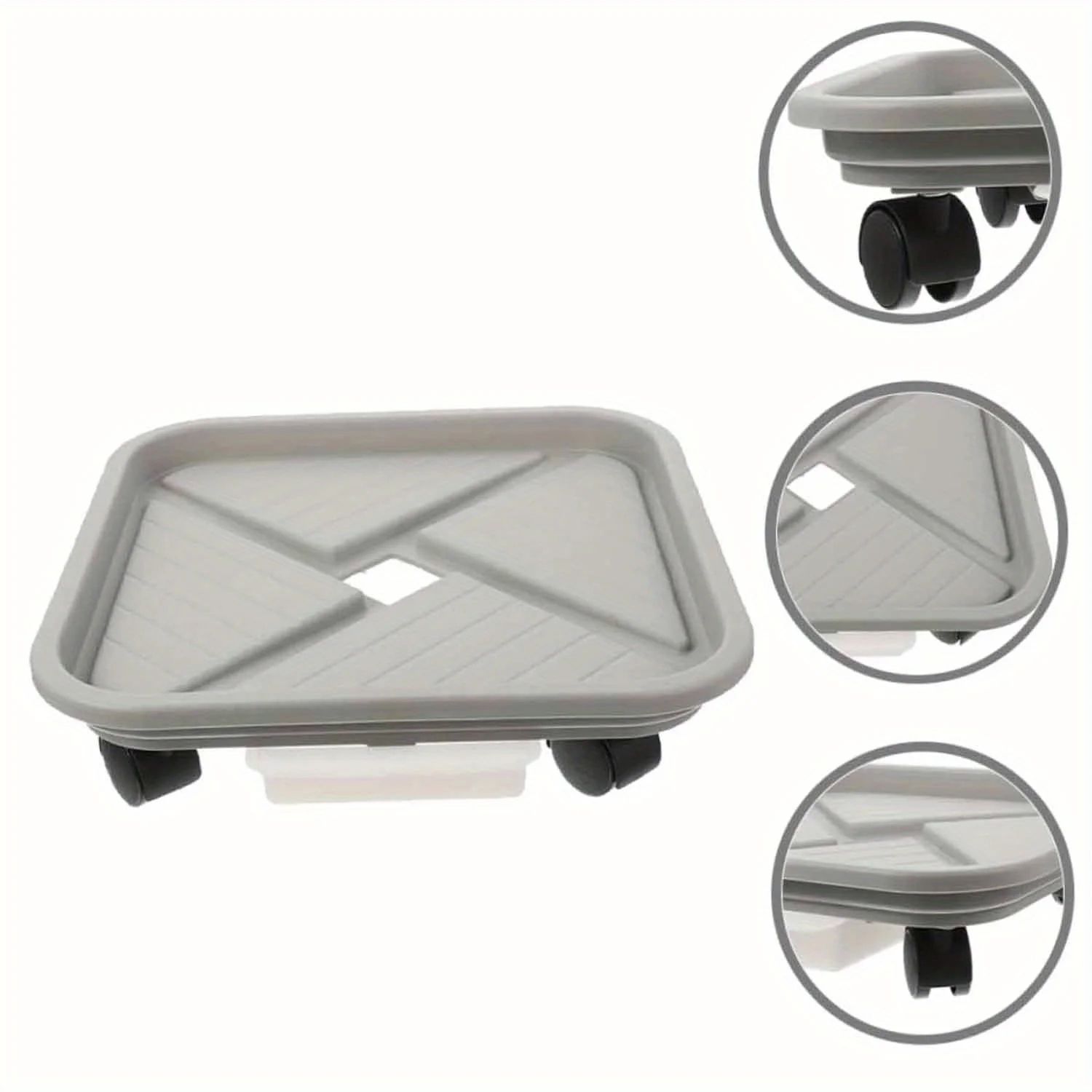 Rolling Plant Caddy with Drainage Tray – Square Wheeled Flower Pot Mover & Garden Plant Stand
