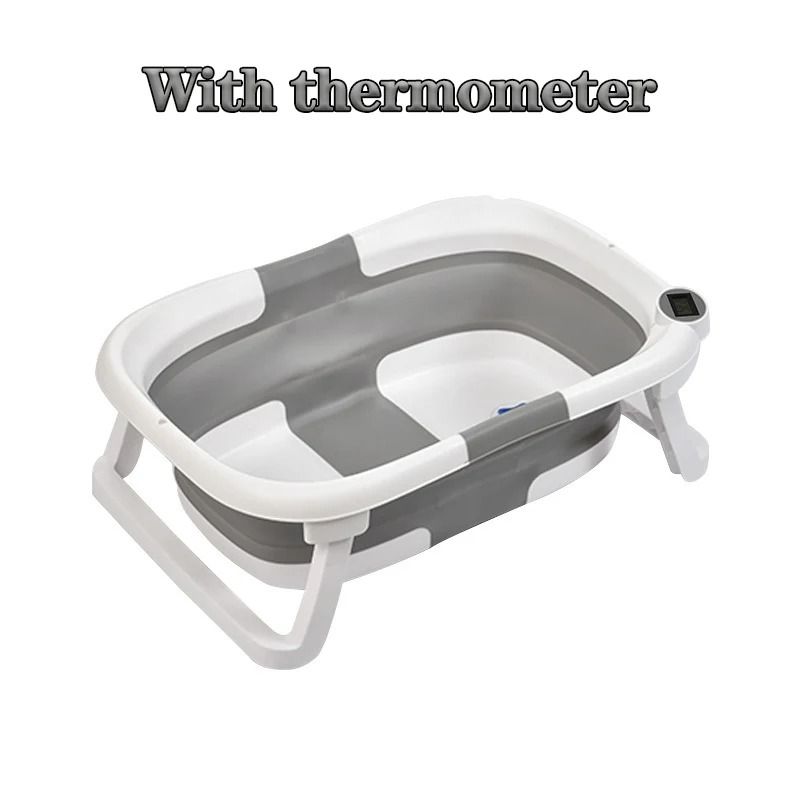 Smart Folding Baby Bath Tub with Real-Time Temperature Display and Non-Slip Mat