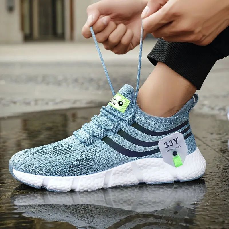 Mens Breathable Mesh Sneakers - Lightweight Walking & Running Shoes with Rubber Grip