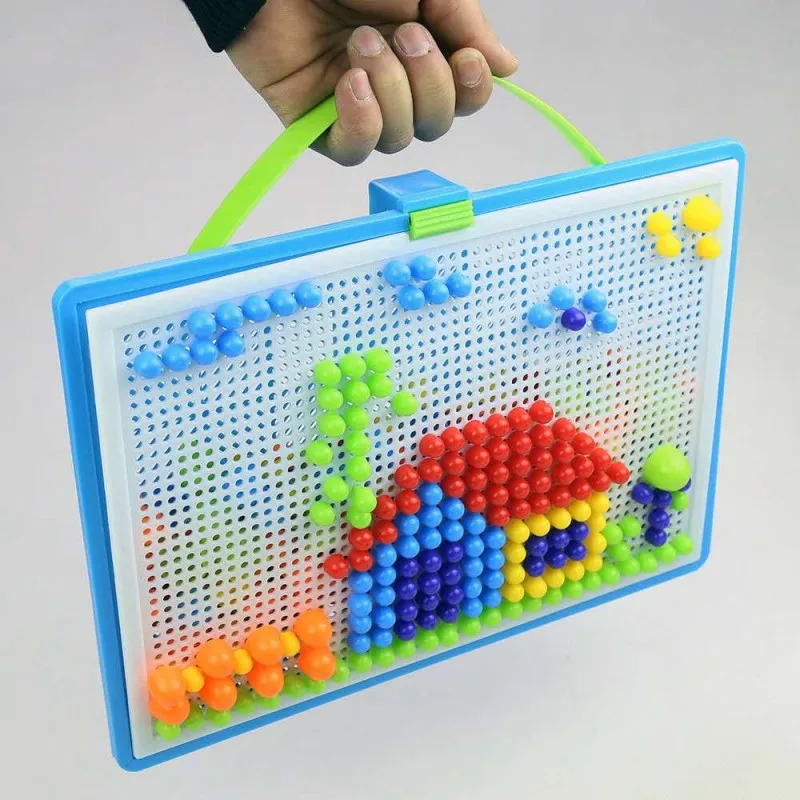 Piece Mushroom Nail Puzzle Kids Educational Toy Puzzle Board Creative Peg Game