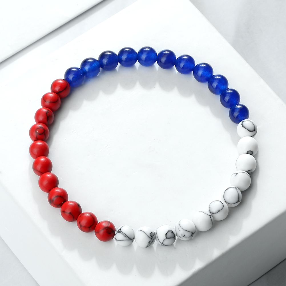 Classic Natural Stone Palestine Flag Bracelet, Men Women National Flag Beads Bracelet, Christmas Prayer Beads Jewelry